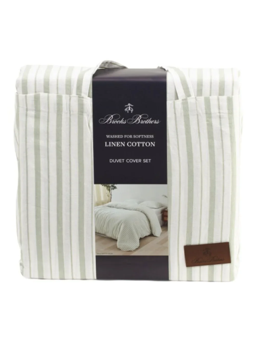 BROOKS BROTHERS Linen Blend Striped Duvet Set